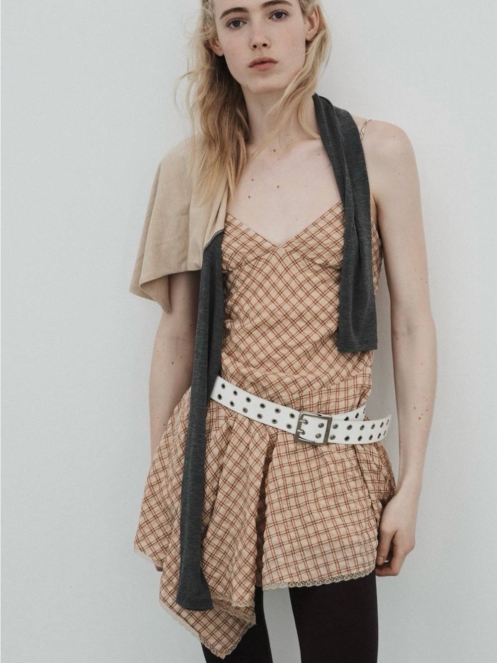 BNWT Zara Fairy Hem Plaid Lace Trim Dress